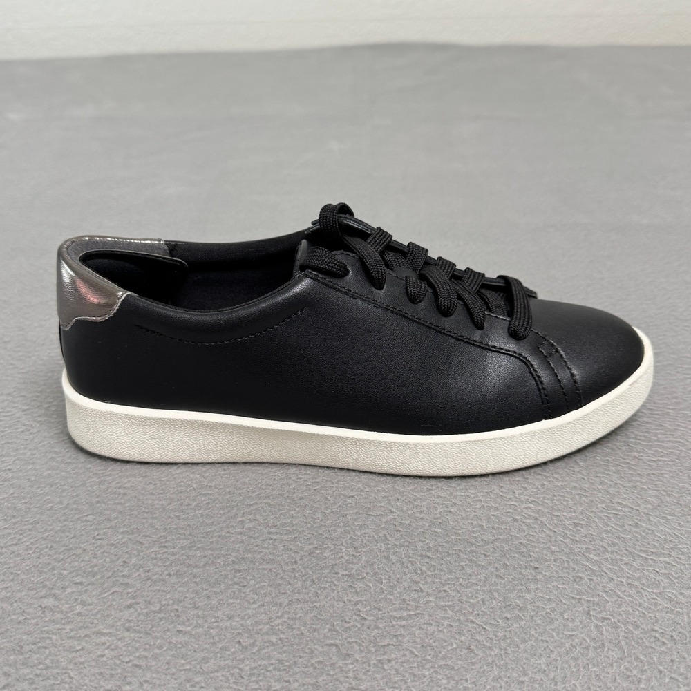 Vionic Estelle Sneakers Womens 8.5 Black Leather Metallic Lace Up Comfort Shoes